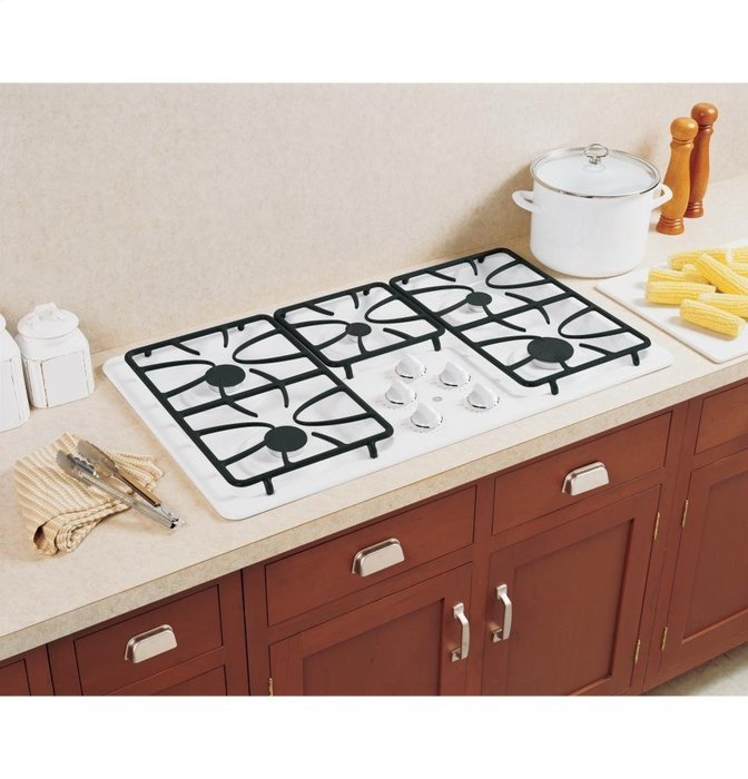 GE JGP633DETWW 36" White Gas Sealed Burner Cooktop N2