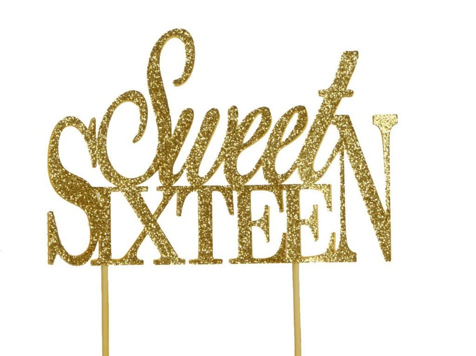 All About Details Gold Sweet-sixteen Cake Topper