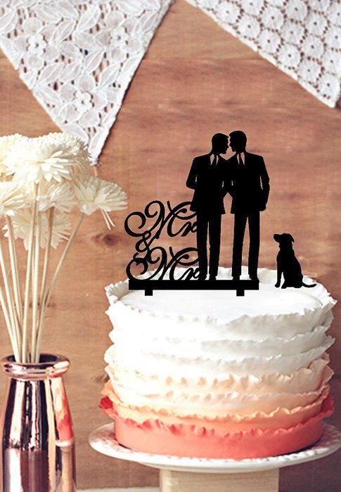 Kaishihui Gay mr and mr cake topper, unique wedding cake topper for groom gift