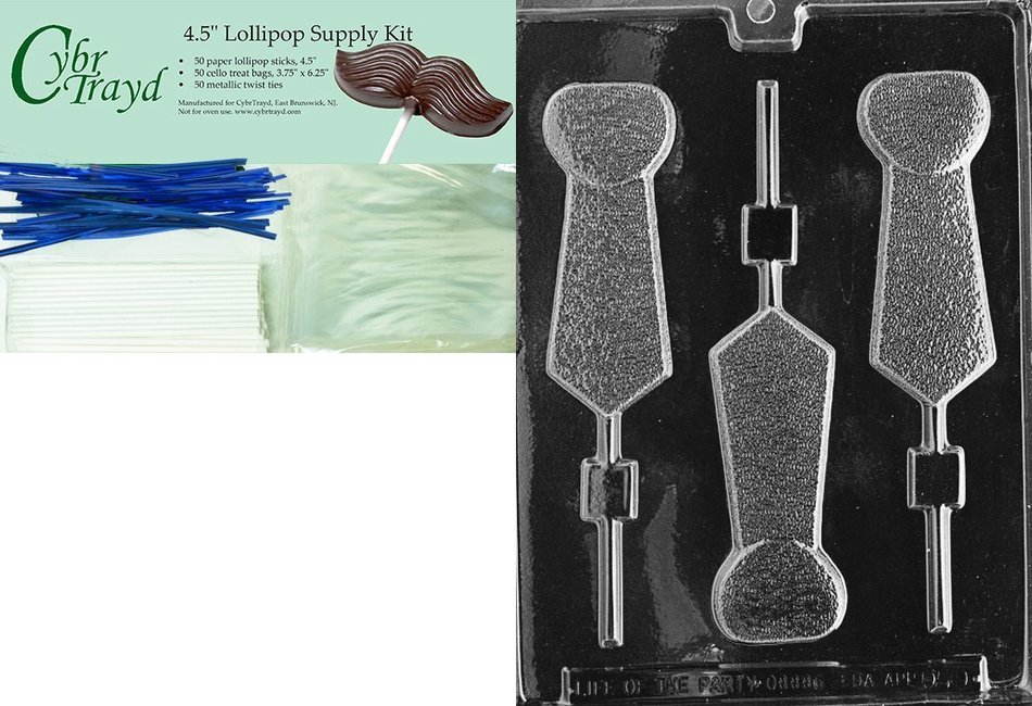 Cybrtrayd D050 Tie Lolly Textured Chocolate Candy Mold with Exclusive Cybrtrayd Copyrighted Chocolate Molding...