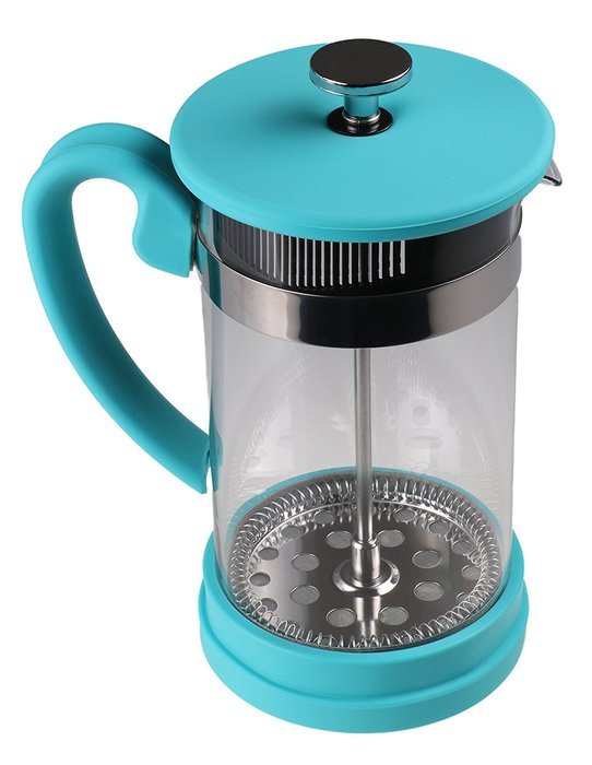 Gourmet 1 Liter Turquoise Glass and Silicone French Press Coffee Brewer N4
