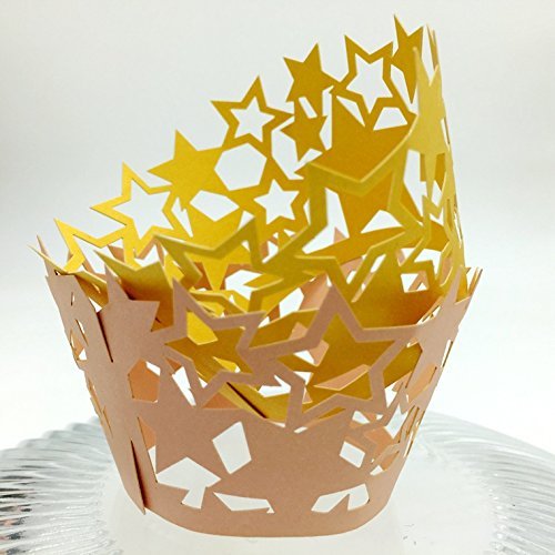 CozyT 50 PACK Stars Cupcake Wrappers Artistic Bake Cake Paper Cups Vine Lace Laser Cut Liner Baking Cup Muffin... N4