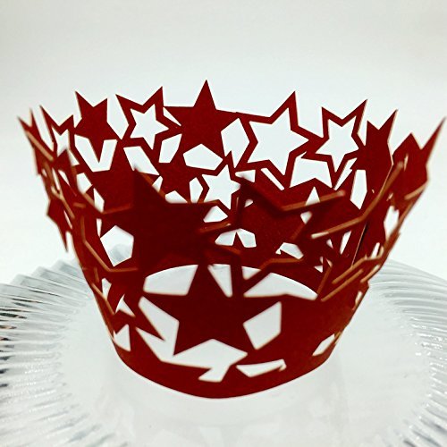 CozyT 50 PACK Stars Cupcake Wrappers Artistic Bake Cake Paper Cups Vine Lace Laser Cut Liner Baking Cup Muffin... N6