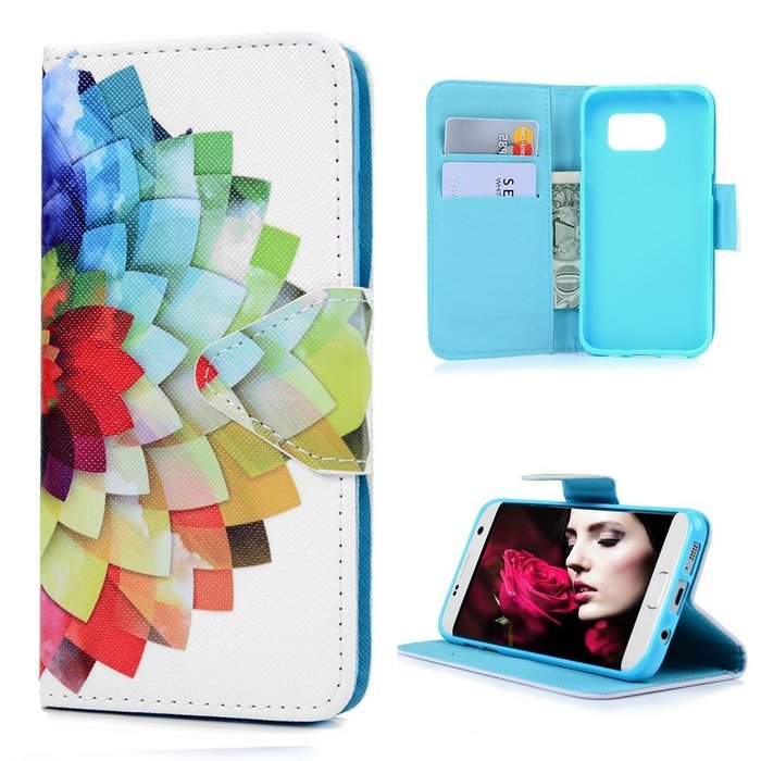 S7 Edge Case,Samsung Galaxy S7 Edge Case - Wallet Folio Flip Premuim PU Leather Case Colorful Print Design with... N5