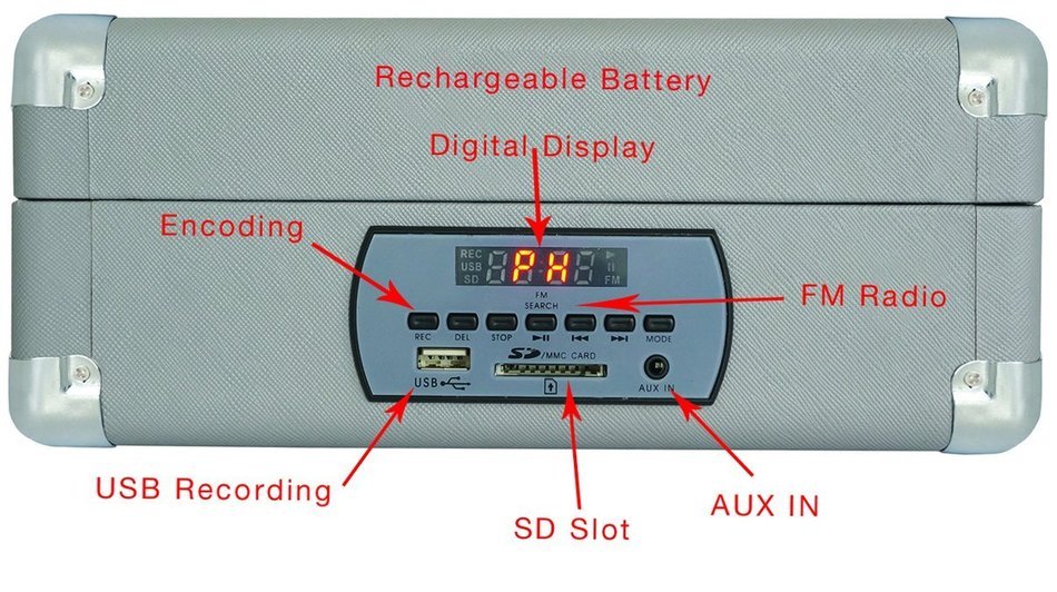 Boytone Bundle Package BT-101TBGR Turntable, AC-DC Built in Rechargeable Battery, 2 Speakers, 3 Speed, LCD Display... N3