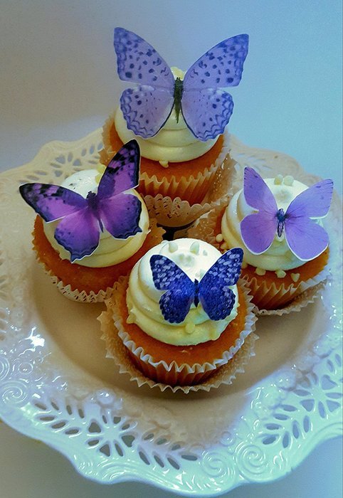 Edible Wafer Large Purple Butterfly Cake Decorations Cupcake Toppers Set of 12
