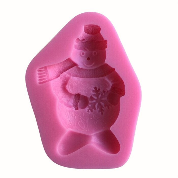 FLY 3D Silicone Molds Snowman Shape Muffin Fondant Mold,Pink N2