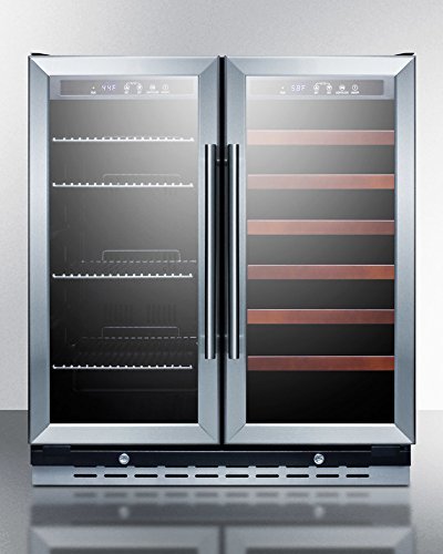 Summit SWBV3067 30" Wine and Beverage Cooler With Dual Zone Design Digital Thermostats Professional Handles Glass... N2
