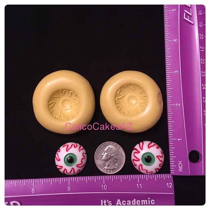 2 Spooky Halloween Eyeball Fondant Mold Chocolate Candy Gumpaste Soap Resin Clay