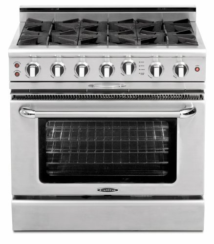CGSR362B2N Capital Culinarian Series 36" Self-Clean Gas Range with 4 Open Burners and 12" Grill - Stainless Steel