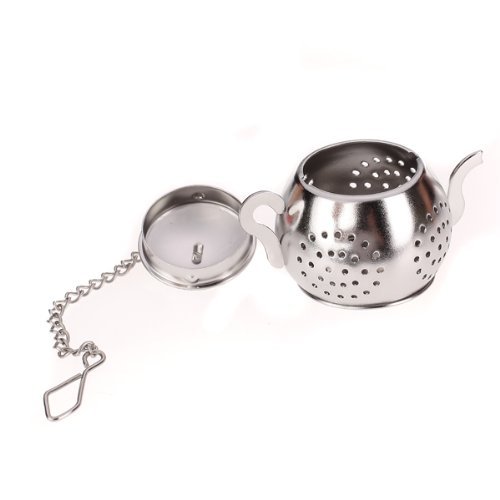 Stainless Steel Teapot Tea Infuser Strainer w/ Tray N3