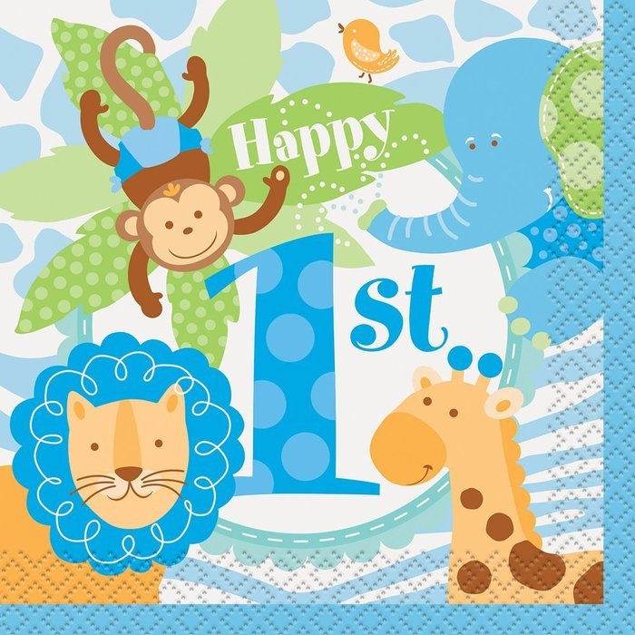 Blue Safari First Birthday Cupcake Kit for 24 N37