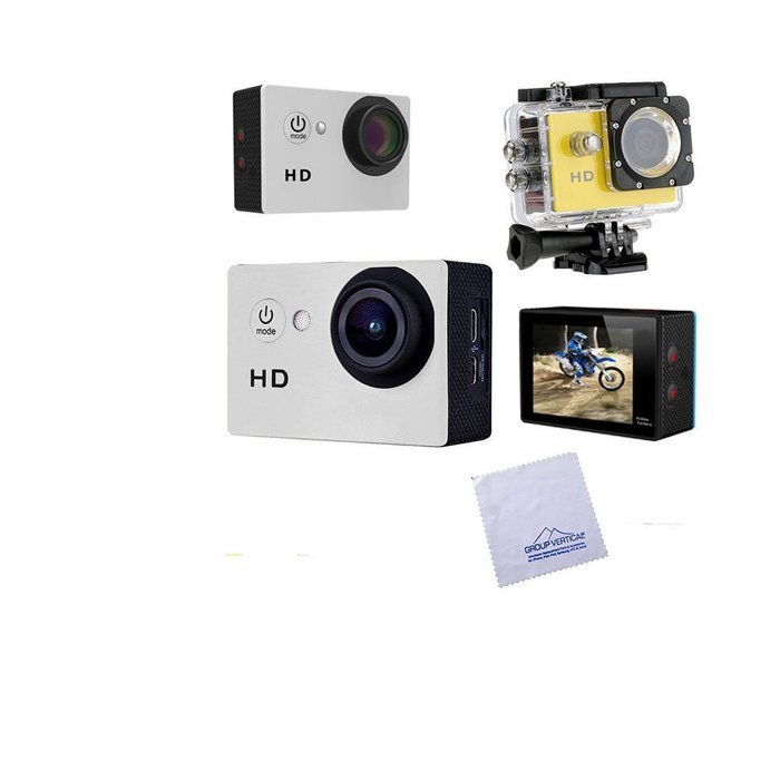 Group Vertical&Acirc; White Action Sports Camera HD 2.0 Inch LCD w Waterproof Housing & Accessories Kit in Retail Packaging