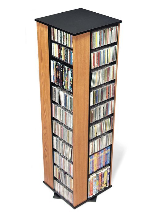 Oak & Black Large 4-Sided Spinning Tower N3