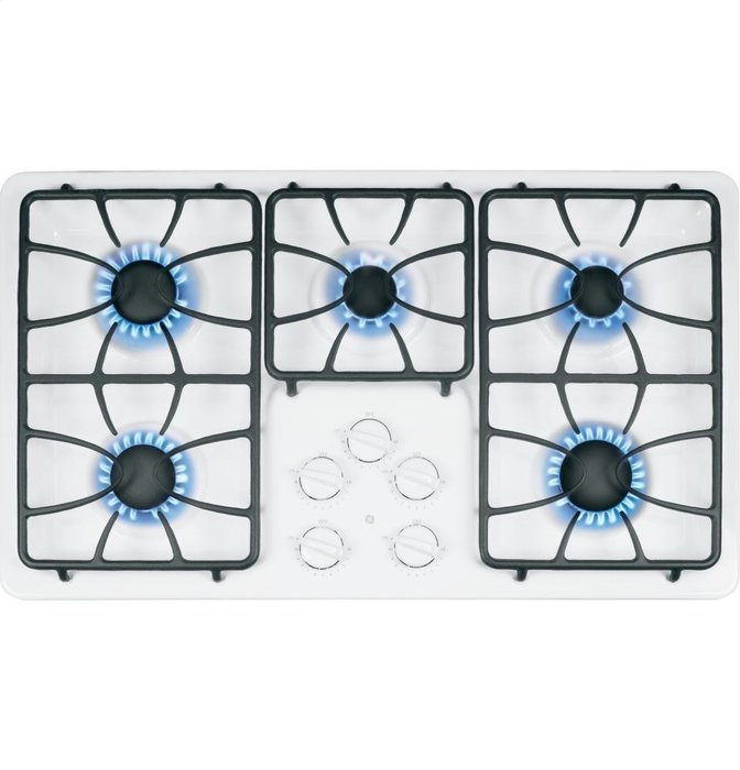 GE JGP633DETWW 36" White Gas Sealed Burner Cooktop N3