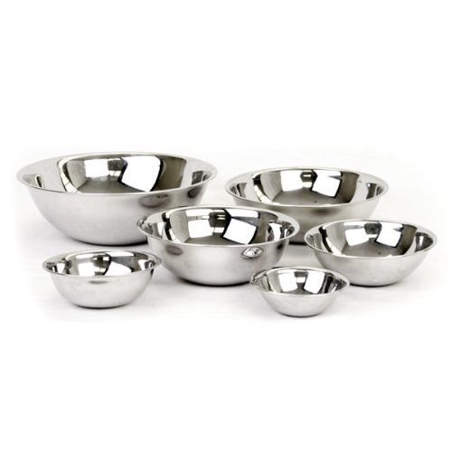 Mixing Bowls, Standard Weight, Stainless Steel, Mirror Finish,Set of 6: 3/4, 1 1/2, 3, 4, 5, and 8 Q