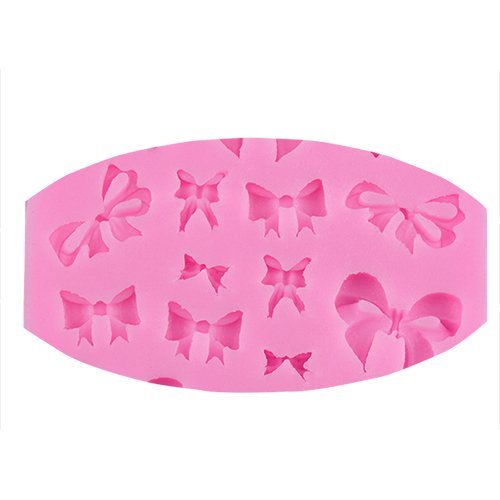3D Silicone Fondant Mold Cake Decorating Tools Rose Flower Bow Design Silicone Baking Tool Set of 2 Pink Color N4
