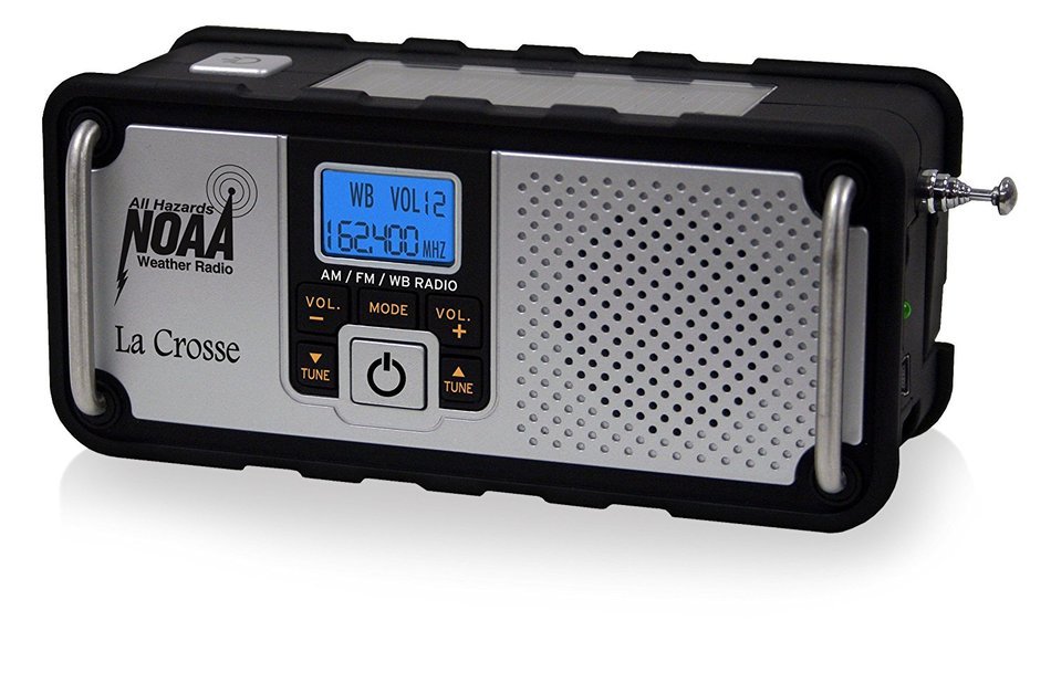 La Crosse Technology 810-106 NOAA/AM/FM Severe Weather Alert Radio with solar panel or hand crank recharging power... N7