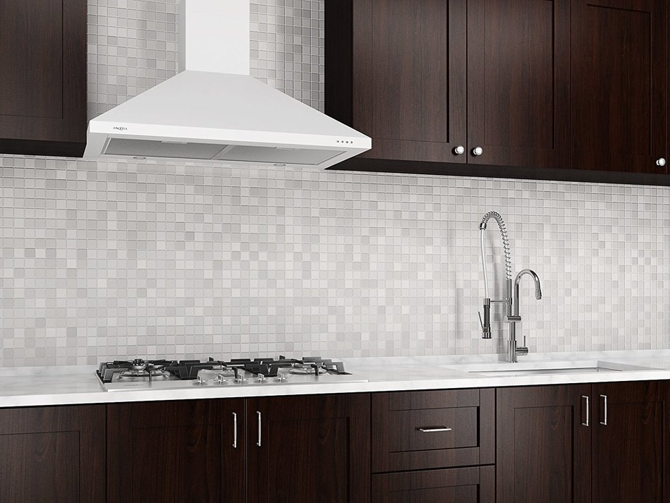 Ancona WPPW430 Wall-Mounted Classic Pyramid Style Convertible Range Hood, 30-Inch, White N16