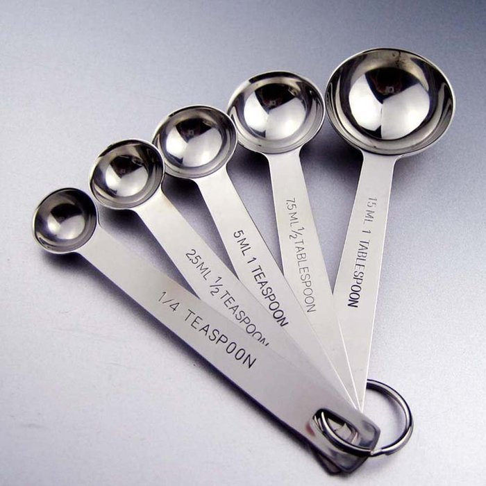SIO Set of 5 Stainless Steel Measuring Spoons Accurate Spoons Coffee Spoon Scale Seasoning Spoon Baking Tool N4