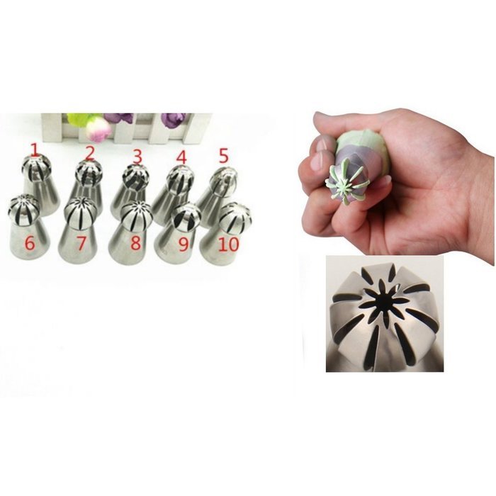Swity Home 10 Set Stainless Steel Russian Icing Piping Nozzles Tips for Decorating Cake and Icing Cupcake, 1 Large... N3