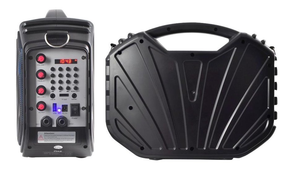 Pyle Portable Speaker karaoke PA System Bluetooth Flashing DJ Lights