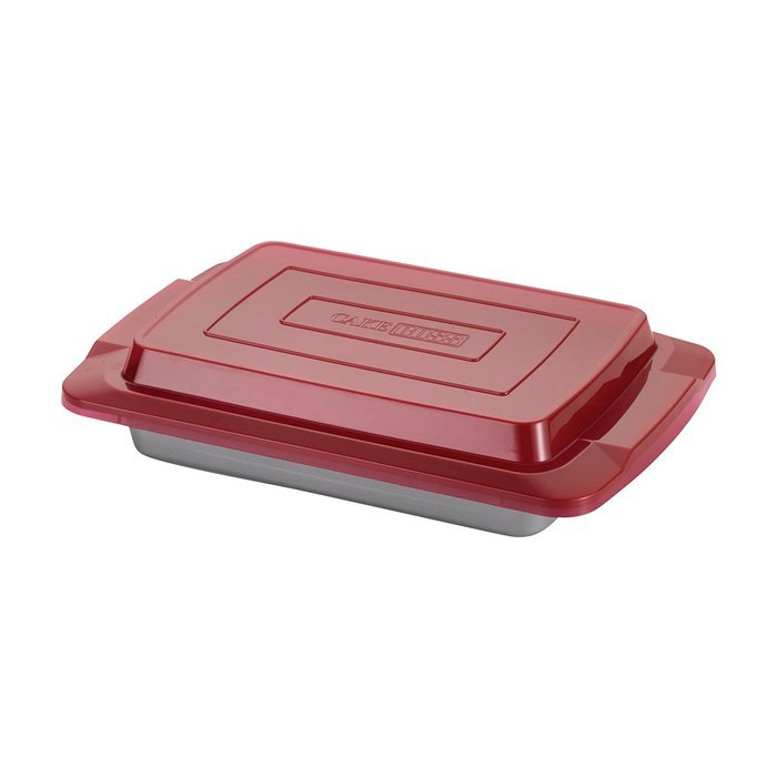 Cake Boss Deluxe Nonstick Bakeware 9-Inch x 13-Inch Covered Cake Pan, Gray N7