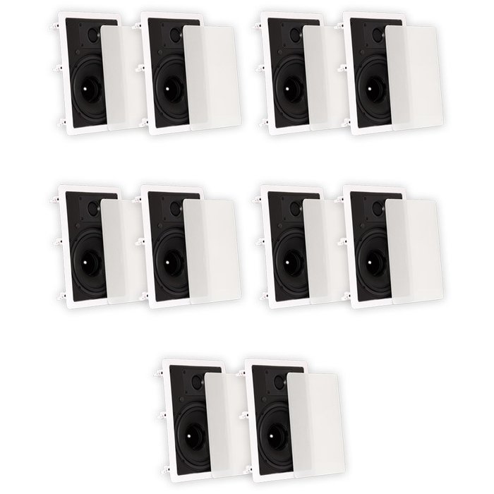 Theater Solutions TS80W In Wall 8" Speakers Surround Sound Home Theater 5 Pair Pack