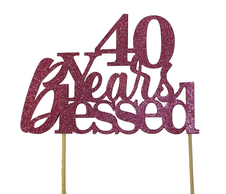 All About Details Pink 40-Years-Blessed Cake Topper N2