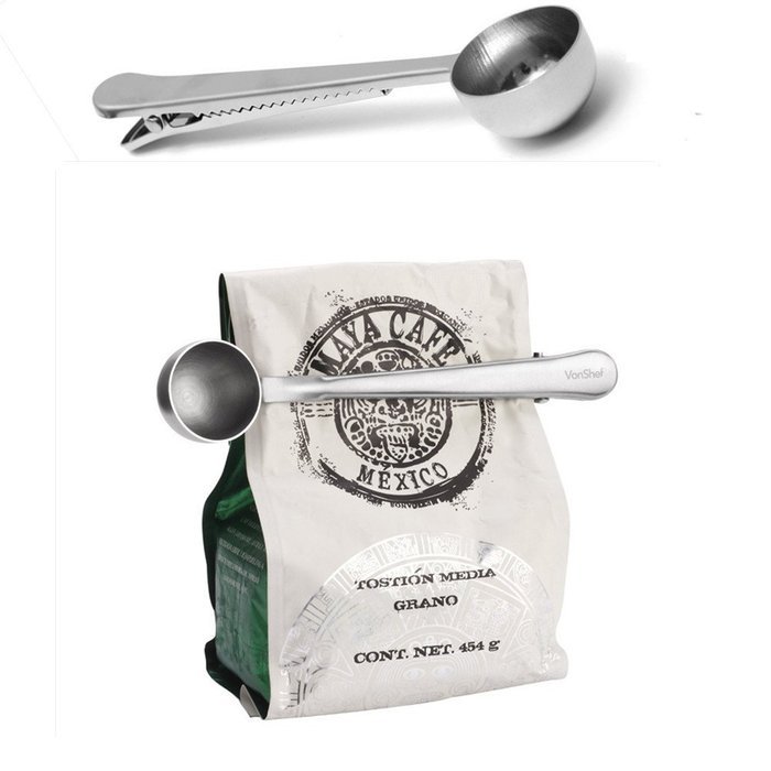 Yafeco 2PCS Spoon & Clip | Premium Stainless Steel Tbsp |Yafeco 2Pcs Stylish Design with Bag Sealing Clip to keep...