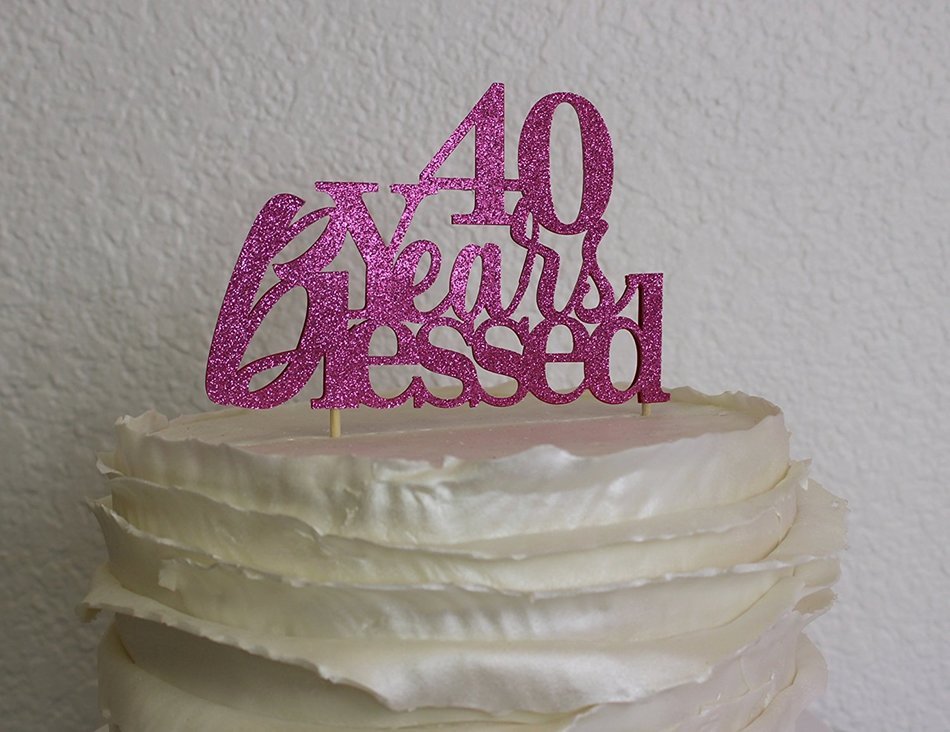 All About Details Pink 40-Years-Blessed Cake Topper N4