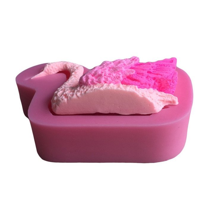 FLY 2PCS/Set Swan shape Silicone Fondant Mold For Cake Decorating,Pink N3