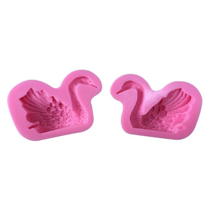 FLY 2PCS/Set Swan shape Silicone Fondant Mold For Cake Decorating,Pink N4