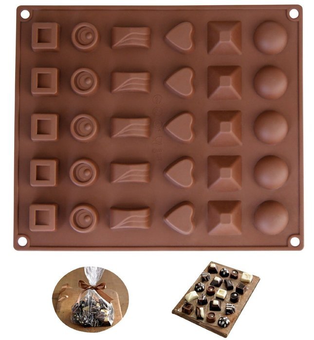 Cy3Lf Silicone Chocolate, Jelly and Candy Mold, Cake Baking Mold, 30-Cavity, Set of 2, Brown- (PACK OF 2)