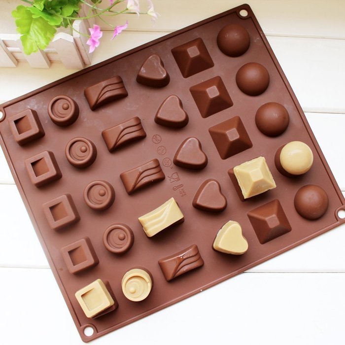 Cy3Lf Silicone Chocolate, Jelly and Candy Mold, Cake Baking Mold, 30-Cavity, Set of 2, Brown- (PACK OF 2) N3