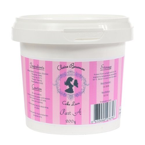 Claire Bowman White Cake Lace 500g for making Edible Lace - for use with Lace Mats for Cake and Cupcake Decorations