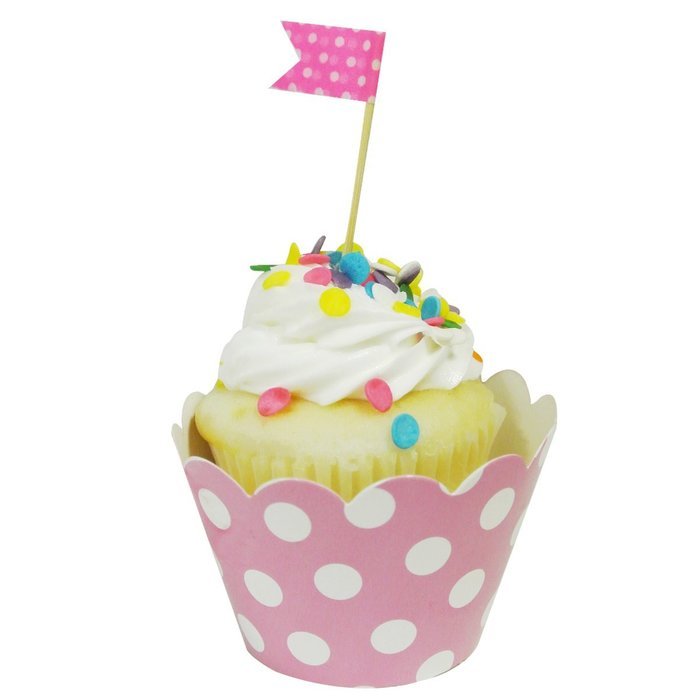 Wrapables Standard Size Polka Dots Cupcake Wrappers (Set of 20), Pink N2