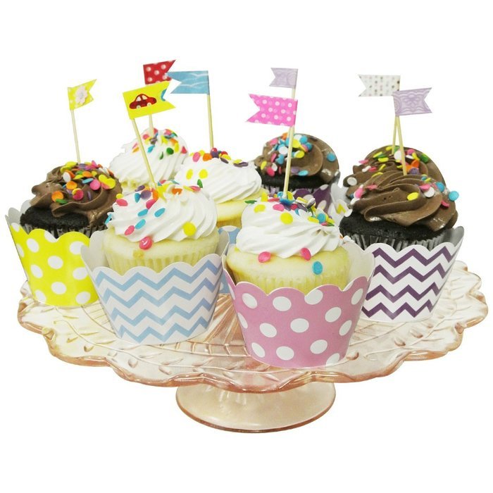 Wrapables Standard Size Polka Dots Cupcake Wrappers (Set of 20), Pink N4