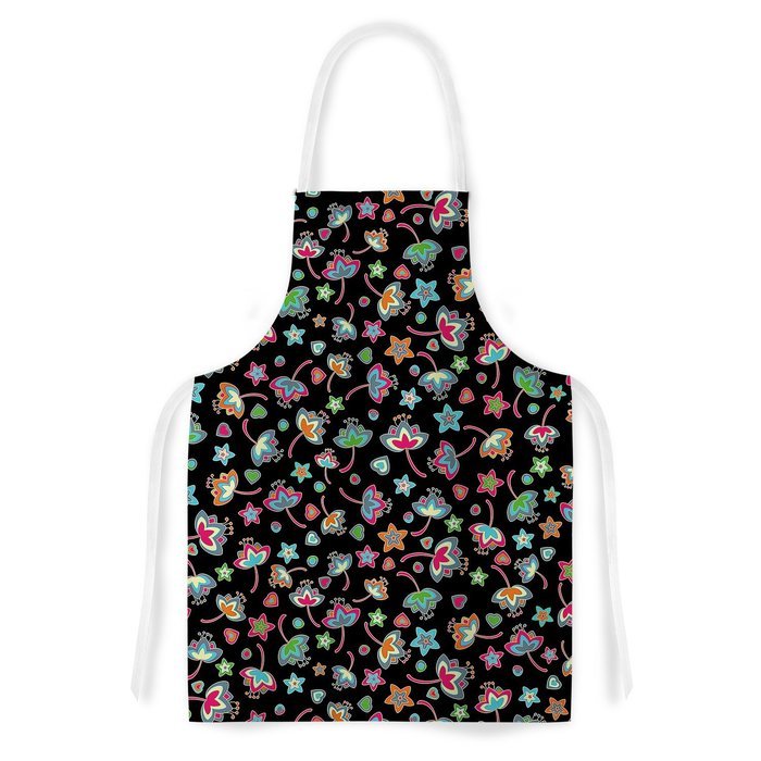 KESS InHouse Julia Grifol "Sweet Flowers" Multicolor Black Artistic Apron, 31 by 35.75", Multicolor