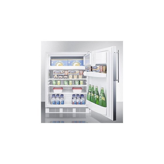 Summit AccuCold BI540-SSTB 24" 5.1 cu.ft. Under-Counter Built-In Capable Refrigerator-Freezer with Cycle Defrost... N2