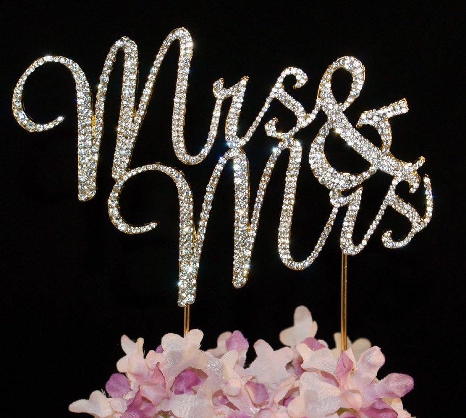 Mrs & Mrs Gay Wedding Cake Toppers Crystal Caketop Decorations by Yacanna (Mrs & Mrs) N2
