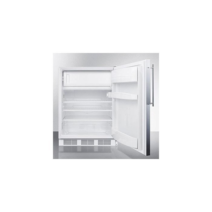 Summit AccuCold BI540-SSTB 24" 5.1 cu.ft. Under-Counter Built-In Capable Refrigerator-Freezer with Cycle Defrost... N3
