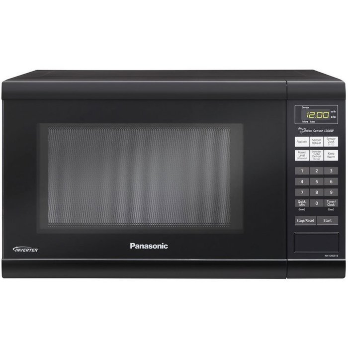 Microwave Oven Premium Compact Countertop Panasonic Electric Stainless Steel Black Turntable 1200 Watt Cookware...