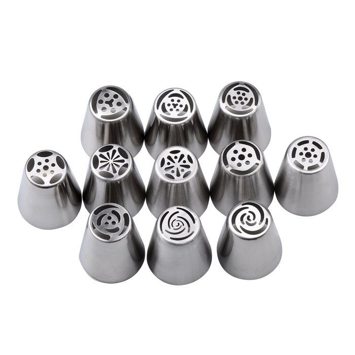 Complete Russian Piping Tips 33 PCS/Set - YOUKEE 32PCS 304 Stainless Steel Piping Tips + 1 Tri-color Coupler-... N3