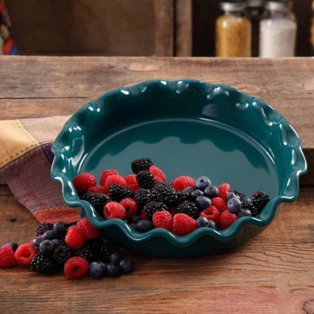 The Pioneer Woman 9" Ruffle Top Ceramic Pie Pan, Ocean Teal