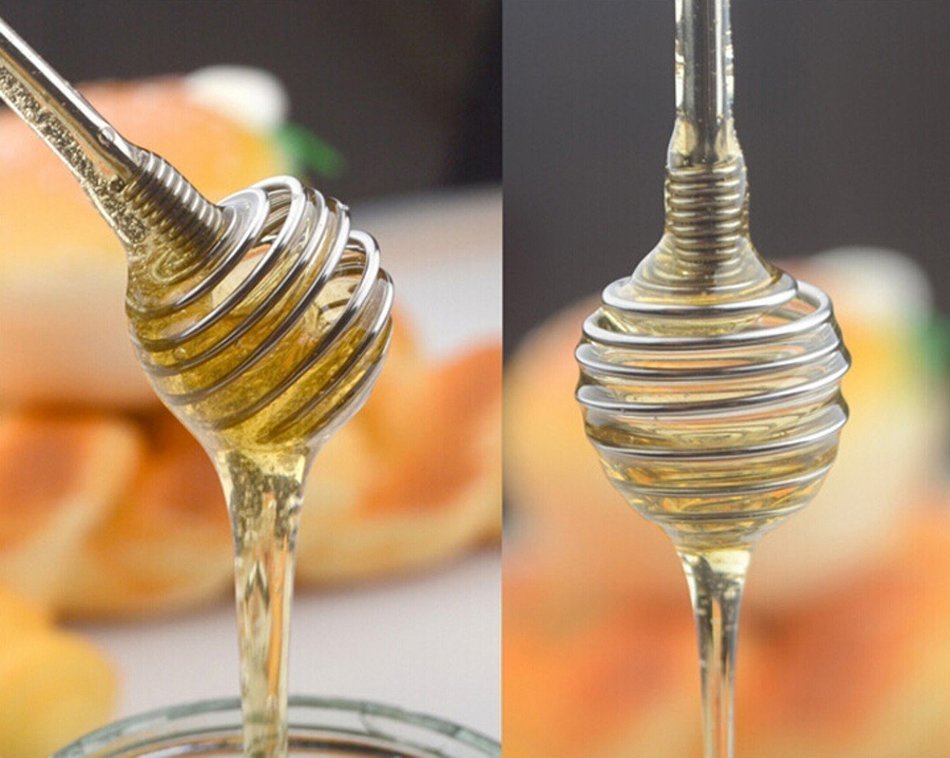 WellieSTR (8 Inch) Stainless Steel Honey Dipper Stick Server for Honey Jar Dispense Drizzle Honey (2) N7