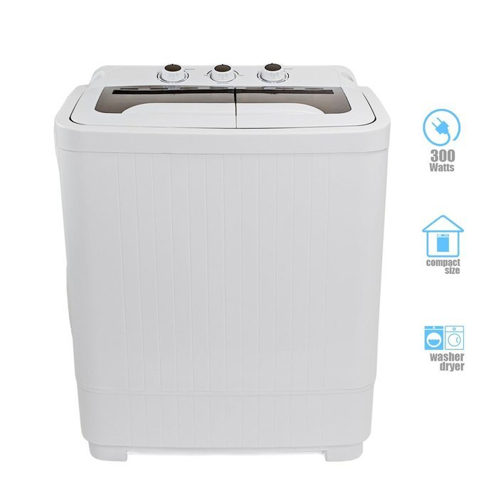 Portable Compact Washer and Spin Dry Cycle with Built in Pump 300W Apartment Washer Spinning Dryer