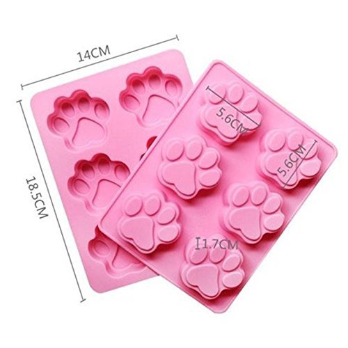 YING LAN 2 pcs Silicone DOG Pet Animal Paw Print Ice Cube Chocolate Soap Candle Tray Mold Party maker