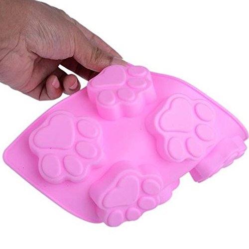 YING LAN 2 pcs Silicone DOG Pet Animal Paw Print Ice Cube Chocolate Soap Candle Tray Mold Party maker N2