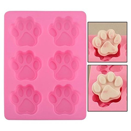 YING LAN 2 pcs Silicone DOG Pet Animal Paw Print Ice Cube Chocolate Soap Candle Tray Mold Party maker N3